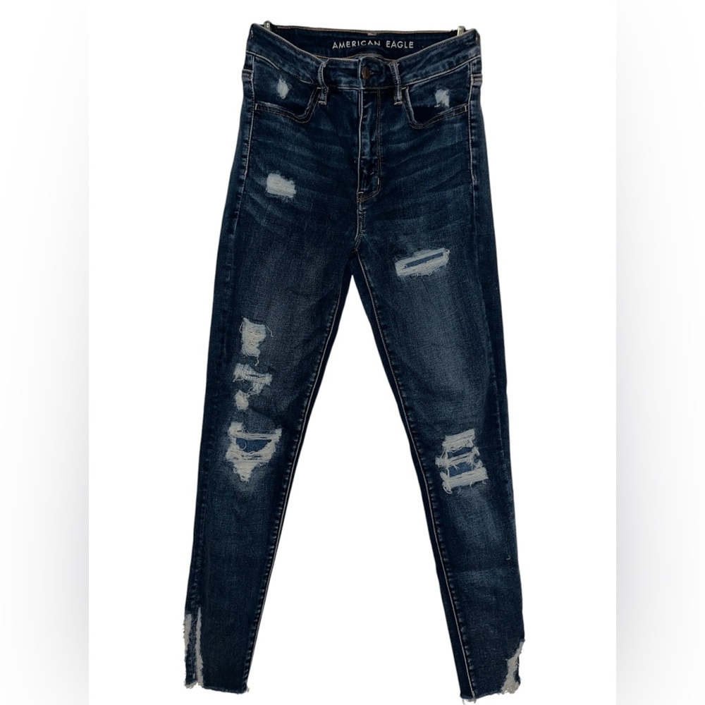 AMERICAN EAGLE Next Level High-Waisted Jegging Size 6 Distressed Blue Jeans
